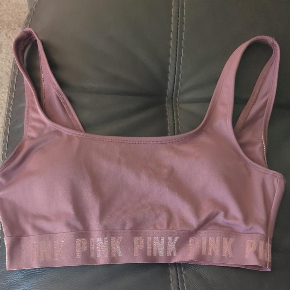 Stylish Victoria's Secret PINK sports bra in a soft mauve tone Yoga Gym